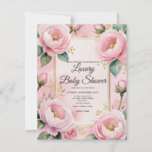 Élégant Baby shower Floral rose