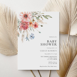 Invitation Élégant Baby shower Floral Rustique