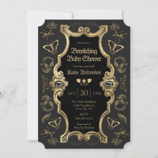 Invitation Élégant Baby shower gothique victorien sombre