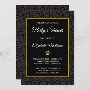Invitation Élégant Baby shower Jaguar Panther Noir