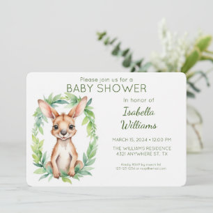 Invitation Elégant Baby shower Kangaroo Aquarelle Cute