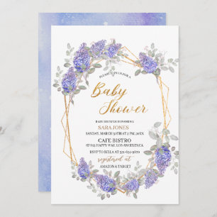 Invitation Elégant Baby shower Lilac Watercolor Flowers