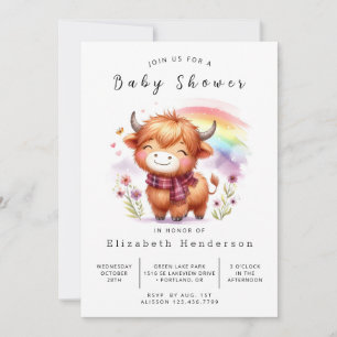 Invitation Élégant Baby shower moderne Pastel Cow