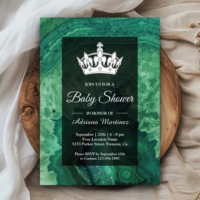 Invitation Élégant Baby shower moderne vert Agate (Créateur téléchargé)