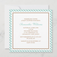 Élégant Baby shower Motif Mint En vichy