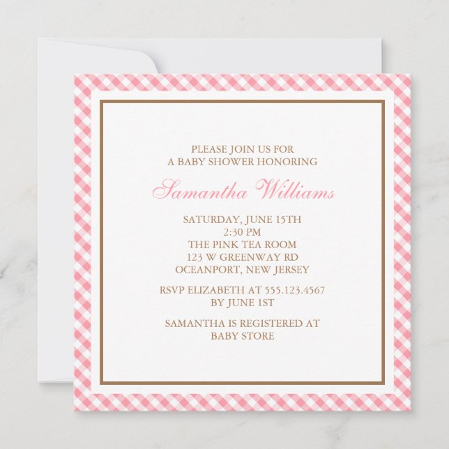 Invitation Élégant Baby shower Motif rose (Devant)