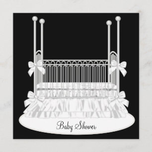 Invitation Élégant Baby shower noir blanc de lit