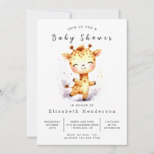 Invitation Élégant Baby shower numérique de girafe