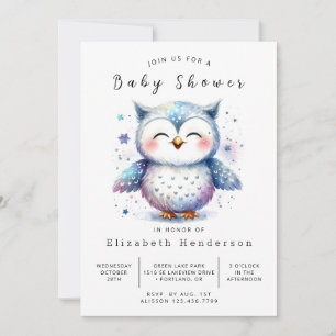Invitation Élégant Baby shower numérique de hibou