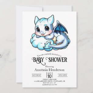 Invitation Élégant Baby shower numérique moderne Dragon