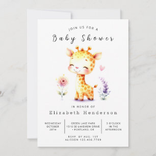Invitation Élégant Baby shower personnalisé de girafe