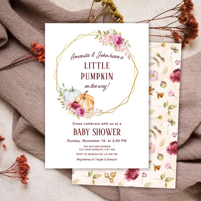 Invitation Elégant Baby shower Petit Citrouille (Créateur téléchargé)