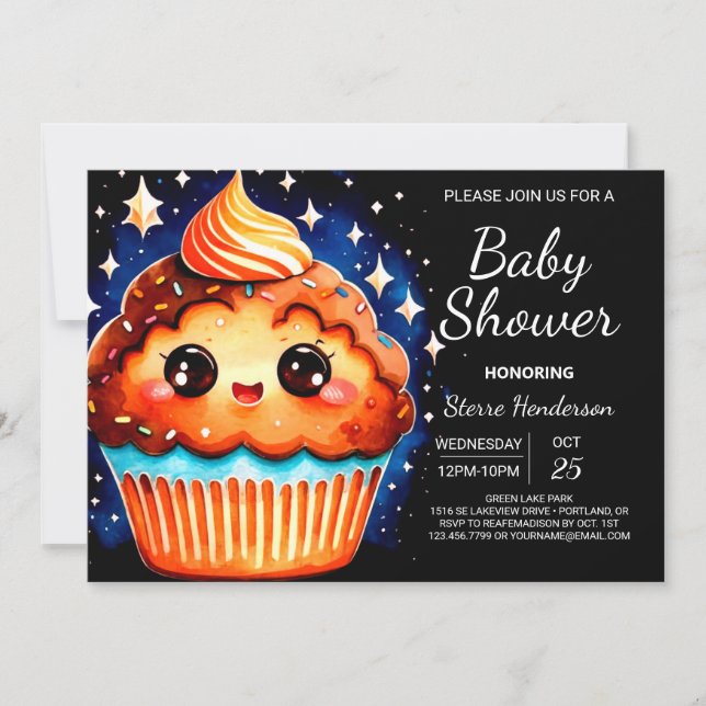 Invitation Élégant Baby shower Petit Pâtisserie Bliss Muffin  (Devant)