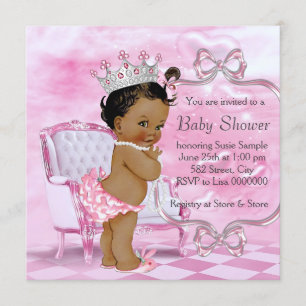 Invitation Élégant Baby shower rose africain-américain