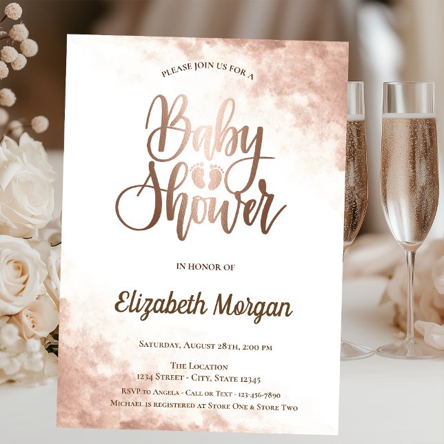 Invitation Élégant Baby Shower Rose Doré Unique pour Bébé (Créateur téléchargé)