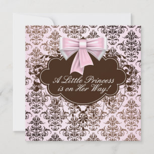 Invitation Élégant Baby shower rose et Brown Princesse