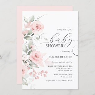 Invitation Élégant Baby shower rose pâle Rose