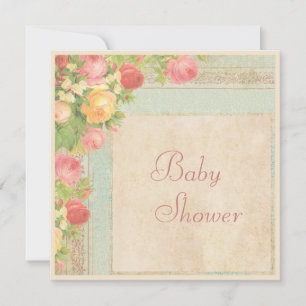 Invitation Élégant Baby shower Rose Vintage