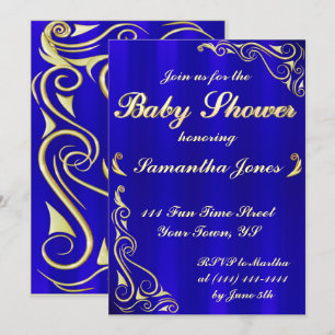 Invitation Elégant Baby shower Royal Royal Blue Regal