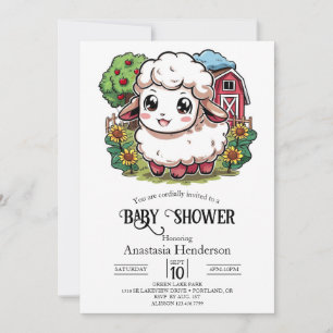 Invitation Élégant Baby shower simple de mouton