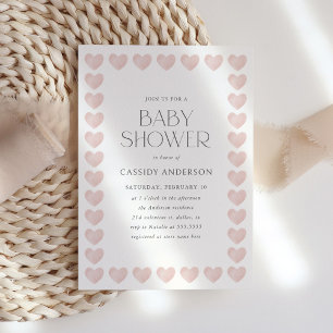 Invitation Élégant Baby shower Valentines de Coeur Rose