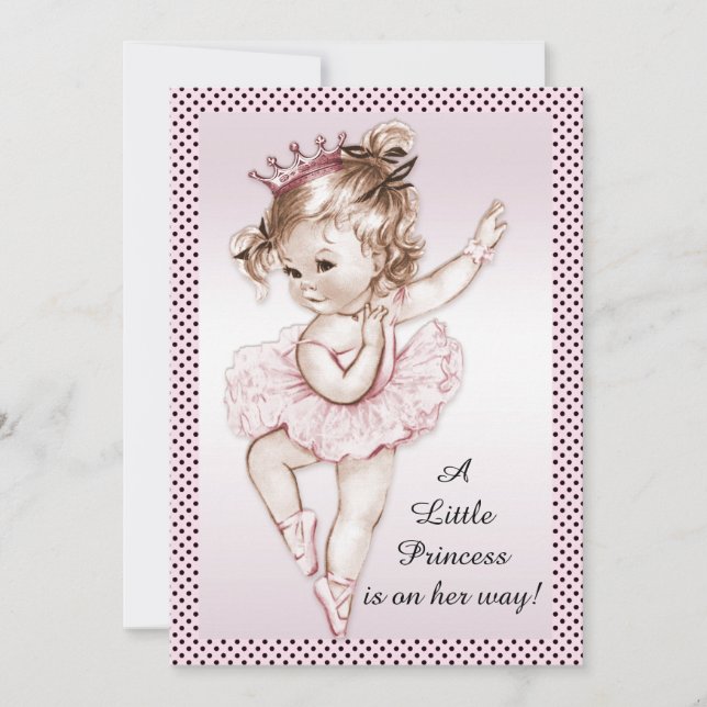 Invitation Élégant Baby shower Vintage Ballerina Princess (Devant)
