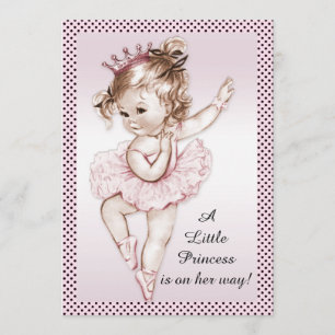 Invitation Élégant Baby shower Vintage Ballerina Princess
