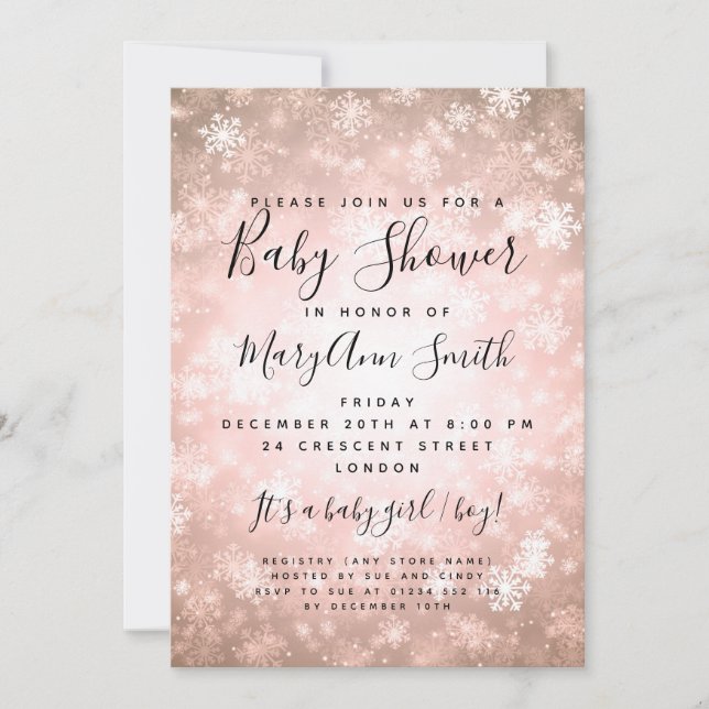 Invitation Élégant Baby shower Wonderland Winter Cuivre (Devant)
