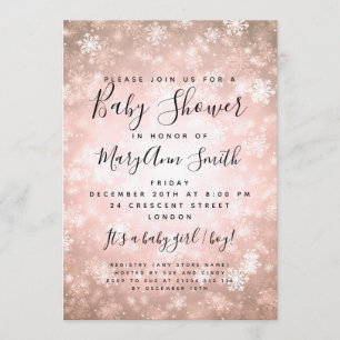 Invitation Élégant Baby shower Wonderland Winter Cuivre