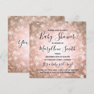 Invitation Élégant Baby shower Wonderland Winter Cuivre