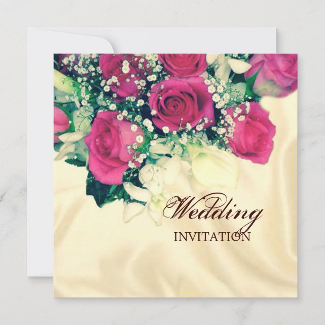 Invitation élégant Baby's Breath rétro rose rose mariage (Devant)