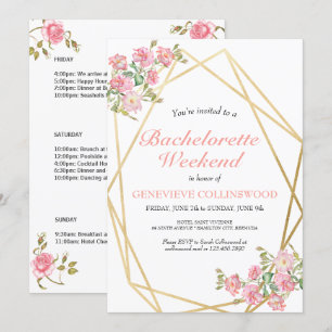 Invitation Élégant Bachelorette Florale Week-end Itinéraire