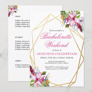Invitation Élégant Bachelorette Tropical Week-end Itinéraire