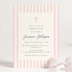 Invitation Élégant Baptême de fille rose