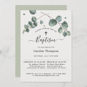 Invitation Élégant Baptême d'Eucalyptus