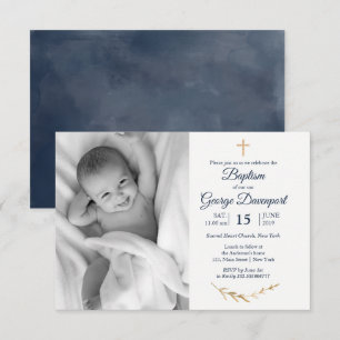Invitation Élégant Baptême événement religieux personnalisé a