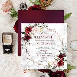 Invitation Elégant Baptême Floral Burgundy Aquarelle Brousse