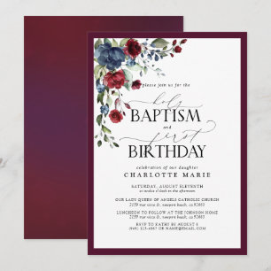 Invitation Elégant Baptême floral de la marine de Bourgogne 1