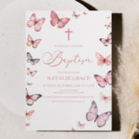 Élégant Baptême Papillon rose doux