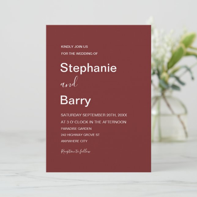 Invitation Elegant Barn Red Wedding (Debout devant)