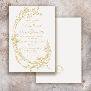 Invitation Élégant Baroque Chinoiserie Vintage Or Mariage