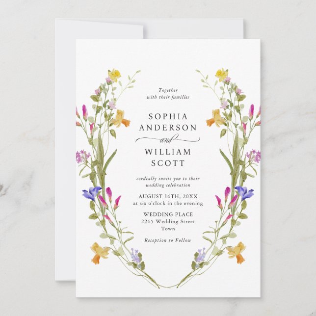 Invitation Elégant baroque Jardin Français Mariage Floral (Devant)