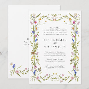 Invitation Elégant baroque Jardin Français Mariage Floral
