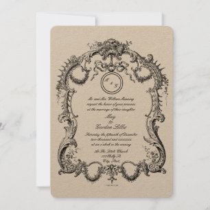 Invitation Elégant Baroque Rococo 1746 Mariage Frame Border