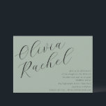 Invitation Élégant Bat mitzvah de calligraphie Sage Green Scr<br><div class="desc">Célébrez cette étape spéciale avec une invitation Bat mitzvah magnifiquement conçue avec une typographie de script élégante sur un arrière - plan vert sage moderne. Parfait pour une célébration élégante et sophistiquée, cette invitation donne le ton d'un événement significatif et mémorable. Customisez avec le nom de votre fille et les...</div>
