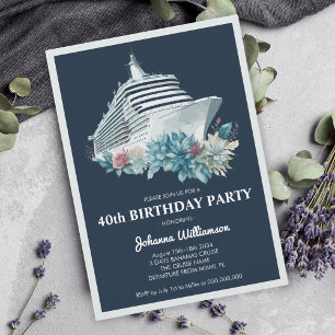 Invitation Elégant bateau de croisière Voyage femmes 40e anni