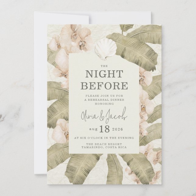 Invitation Elegant Beach Coastal Rehearsal Dinner (Devant)