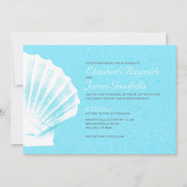 Invitation Elégant Beach Seashells Destination Mariage Invita (Devant)