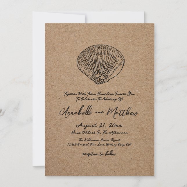 Invitation Elegant Beach Wedding (Devant)