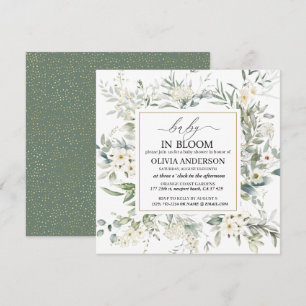 Invitation Élégant bébé Fleur sauvage fleuri en fleur Invitat